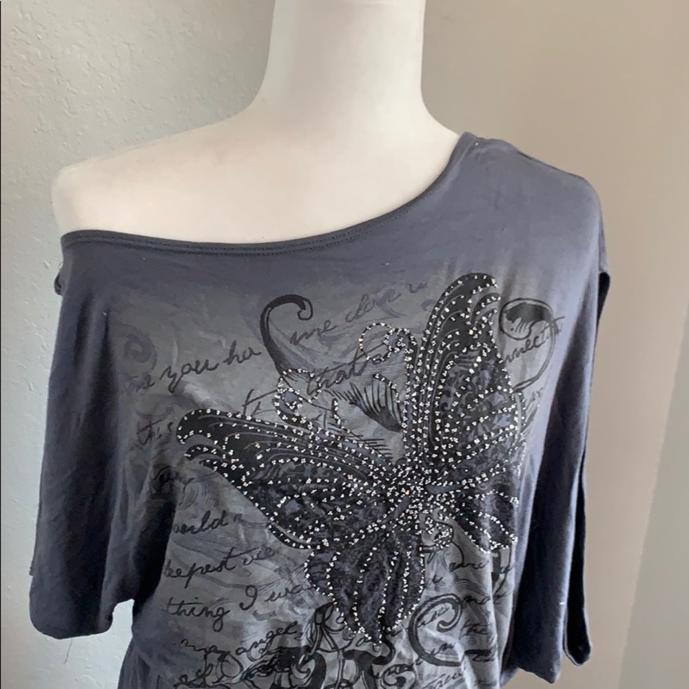 Grey Butterfly Asymmetrical Tunic Dress